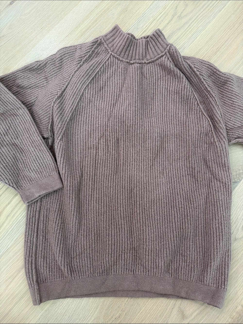 Free People Sweetheart Mock Neck Ribbed Sweater - Mauve / Taupe, Size S